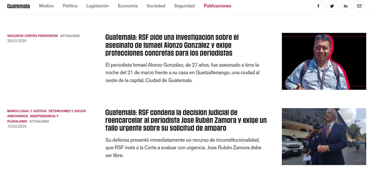 Reporteros Sin Fronteras Ranking sobre libertad de prensa 2025.
