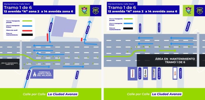 Mantenimiento en la calle Martí: Así funcionará el plan de movilidad de la MuniGuate