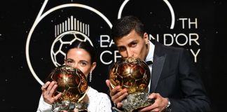 Bonmatí y Rodri fueron los galardonados con el Balón de Oro del año pasado. Foto La Hora: UEFA