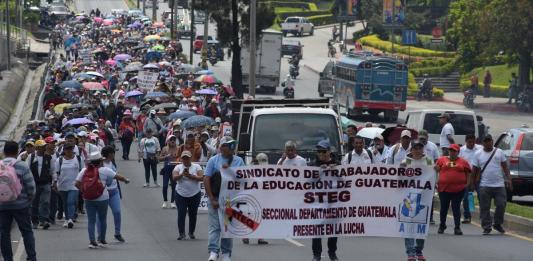 Durante la manifestación realizada por el STEG, se tendría una notoría ausencia del líder sindicalista, Joviel Acevedo