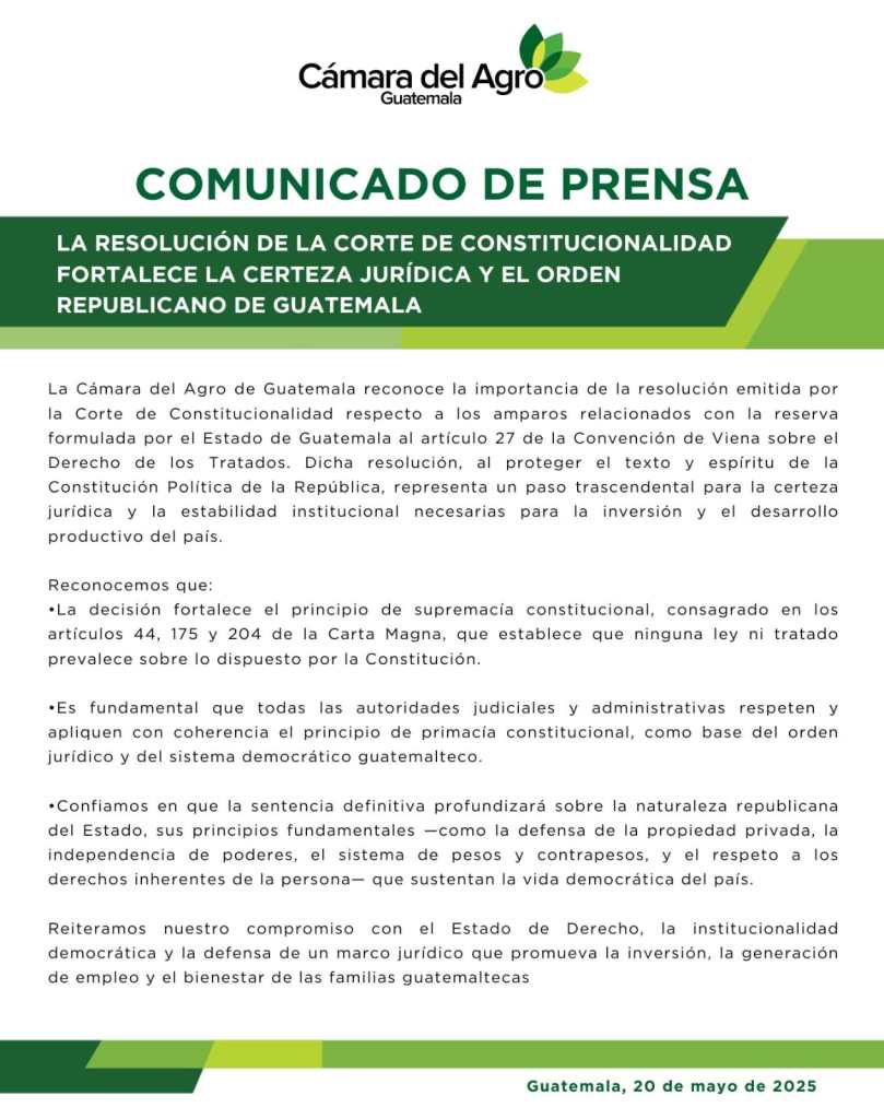 Cámara del Agro reacción por resolución de la CC por el artículo 27