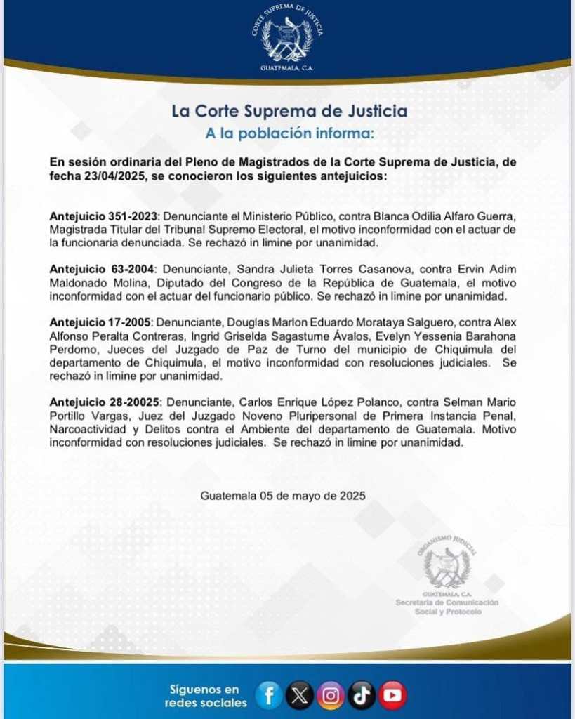 Comunicado publicado por OJ en sus redes sociales, que fue eliminado derivado a errores en su escritura. Foto La Hora: OJ
