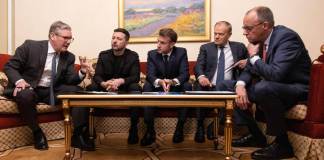 Los líderes de Alemania, Francia, Reino Unido y Polonia visitaron al presidente de Ucrania, Volodímir Zelenski. Foto: EFE