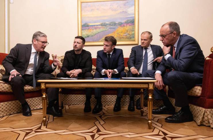 Los líderes de Alemania, Francia, Reino Unido y Polonia visitaron al presidente de Ucrania, Volodímir Zelenski. Foto: EFE