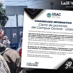Estudiantes denuncias cierre de portones en la Usac luego de manifestación frente a rectoría.