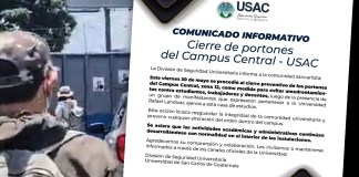 Estudiantes denuncias cierre de portones en la Usac luego de manifestación frente a rectoría.