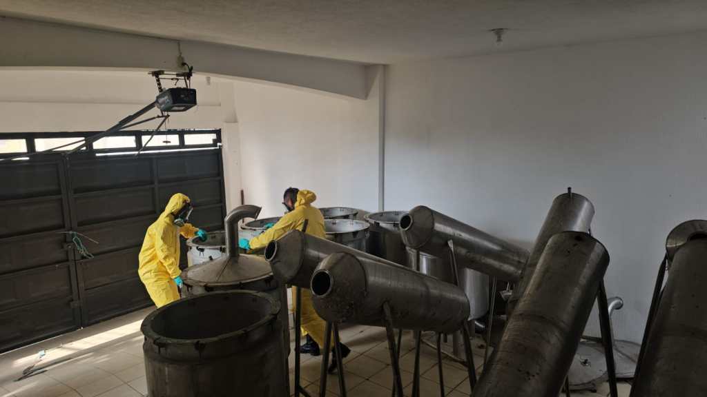 La PNC localizó un narcolaboratorio en San José Pinula. Foto La Hora: PNC