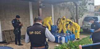 La PNC localizó un narcolaboratorio en San José Pinula. Foto La Hora: PNC