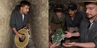 Youtuber Mr.Beast ingresando a un templo maya en Campeche, México. Foto La Hora: Captura de Pantalla