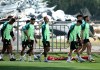 Desde la izquierda: Gilberto Sepúlveda, Alexis Vega, Roberto Alvarado y Jorge Sánchez, jugadores de la Selección Mexicana de fútbol durante un entrenamiento. Foto La Hora: EFE