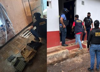 Durante allanamientos realizados en Boca del Monte, autoridades localizaron un arsenal y tres presuntos integrantes del Barrio 18.