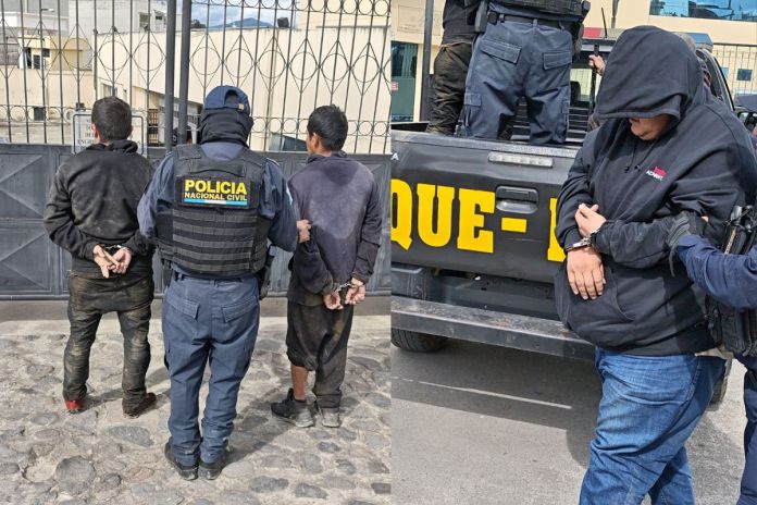 Presuntos asaltantes capturados en la zona 5 de Quetzaltenango. Foto La Hora: PNC