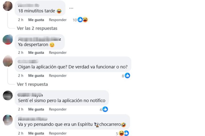 Comentarios en Facebook sobre la alerta sísmica. Foto La Hora: Captura de pantalla