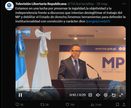 Publicación de la cuenta Televisión Libertaria Republicana, vinculada al MP. Foto: La Hora.