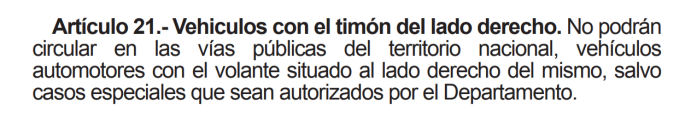 artículo 21 Reglamento de Tránsito