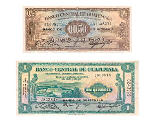 billetes de Guatemala a inicios y mediados del SXX