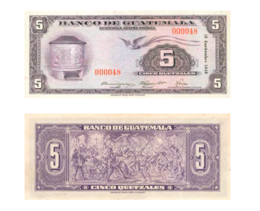 billetes de Guatemala a inicios y mediados del SXX