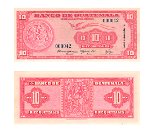 billetes de Guatemala a inicios y mediados del SXX
