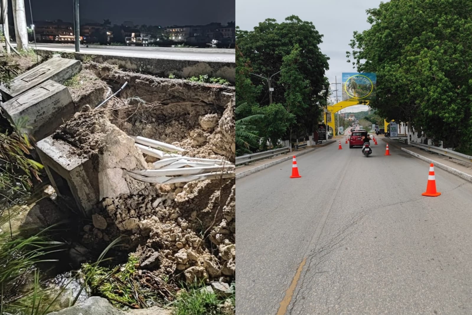 Puente que conecta Santa Elena con la Isla de Flores, Petén, presenta daños en la infraestructura