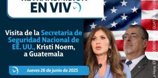 Visita de la Secretaria de Seguridad Nacional de EE. UU., Kristi Noem, a Guatemala. Foto La Hora- Gobierno de Guatemala-EFE.