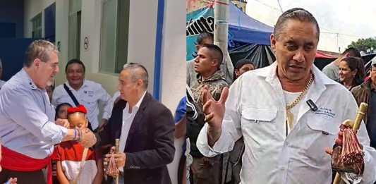 Arévalo o Joviel: Alcalde de San Pedro Necta es "amigo de la educación" mientras promete estatua por hospital. Foto La Hora: Redes Sociales.