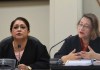 Las juezas de Mayor Riesgo Claudette Domínguez y Abelina Cruz. Foto: La Hora / Archivo.