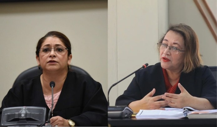 Las juezas de Mayor Riesgo Claudette Domínguez y Abelina Cruz. Foto: La Hora / Archivo.