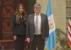Secretaria de Seguridad Nacional del EE. UU., Krisi Noem y el ministro de Gobernación, Francisco Jiménez. Foto La Hora: Fabricio Alonzo
