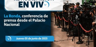 La Secretaría de Comunicación Social de la Presidencia dirige este jueves 5 de junio, la conferencia de prensa, La Ronda. Foto La Hora: Gobierno de Guatemala.