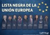 La lista negra de la Unión Europea, las ocho personas y la organización afín al régimen. Diseño: La Hora / Roberto Altán.