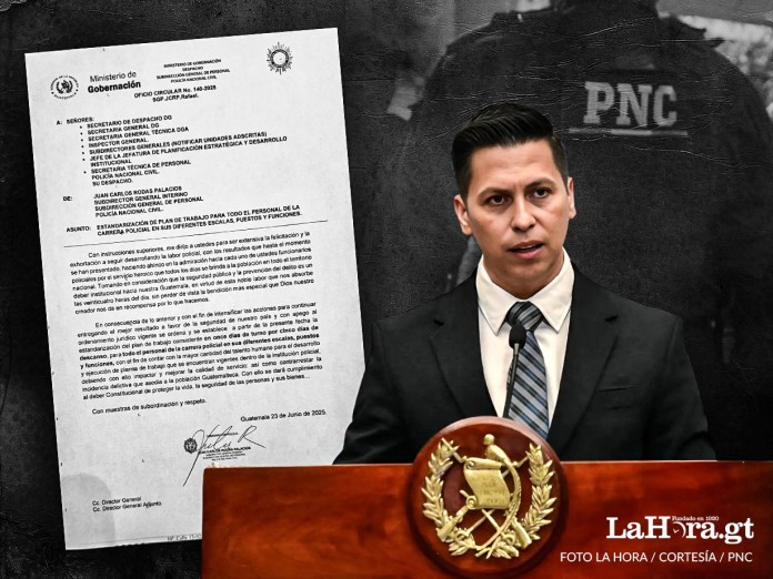 PNC plan de trabajo El Ministerio de Gobernación (Mingob), pide comprensión por parte de agentes de la PNC ante nueva estandarización del plan de trabajo que aumenta días de servicio.