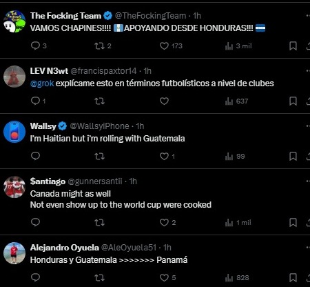 Reacciones de diversos internautas en la publicación de la Copa Oro por la victoria de Guatemala. Foto La Hora: Captura de pantalla