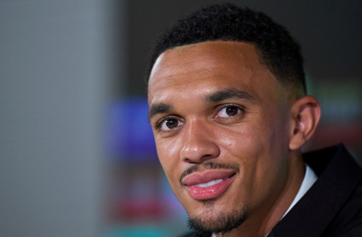 El nuevo fichaje del Real Madrid, Trent Alexander-Arnold, habla durante una rueda de prensa durante su presentación oficial en el campo de entrenamiento del Real Madrid en Valdebebas, Madrid, España, el jueves 12 de junio de 2025. Foto La Hora: AP.