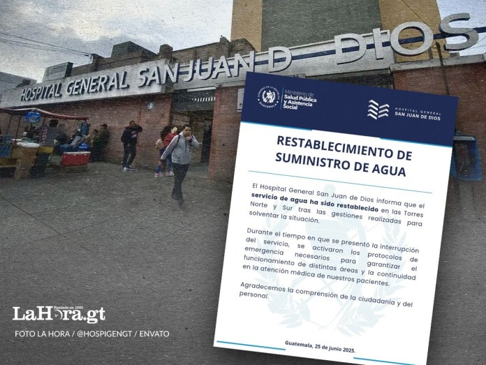 Hospital San Juan de Dios informa que ya está restablecido el suministro de agua. Foto La Hora: Hospital General- Diseño- Roberto Altán.