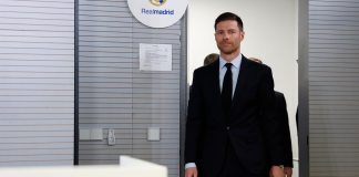 Xabi Alonso en su primer entreno con el Real Madrid