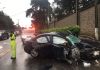 Accidente de tránsito reportado en la ruta con dirección a Fraijanes. Foto La Hora: PMT Santa Catarina Pinula