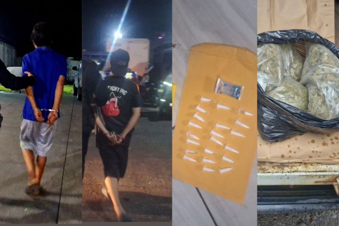 Alias el choco y alias flamenco capturados por presuntamente vender drogas. Foto La Hora: PNC