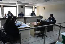 Magistrados suplentes de la Sala Segunda de Apelaciones de Mayor Riesgo conocen petición sobre finca vinculada a Otto Pérez Molina. Foto La Hora: Daniel Ramírez