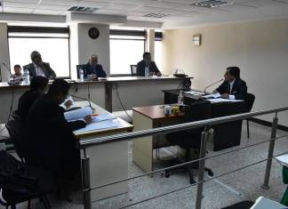 Magistrados suplentes de la Sala Segunda de Apelaciones de Mayor Riesgo conocen petición sobre finca vinculada a Otto Pérez Molina. Foto La Hora: Daniel Ramírez