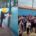 Padres de familia soldaron las puertas de una escuela ubicada en Huehuetenango por el paro del STEG, liderado por Joviel Acevedo. Foto La Hora: RRSS