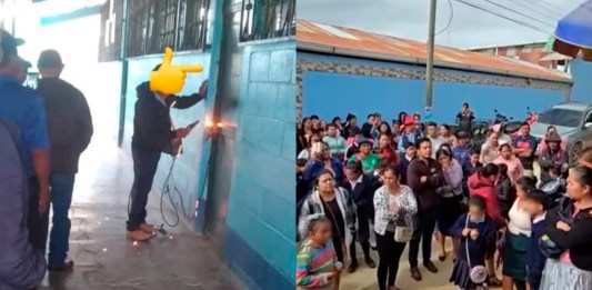 Padres de familia soldaron las puertas de una escuela ubicada en Huehuetenango por el paro del STEG, liderado por Joviel Acevedo. Foto La Hora: RRSS