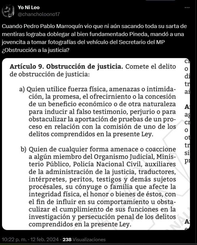 La cuenta de netcenter bajo el usuario @chancholoono17 publicó el detalle que compromete al MP. Foto: La Hora.