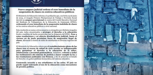 El Sindicato de Trabajadores de la Educación de Guatemala (STEG) deberá cesar a las acciones e informar en 48 horas al Juzgado Primero. Diseño La Hora: Alejandro Ramírez