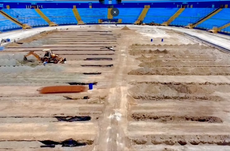 El Estadio Nacional Doroteo Guamuch Flores estaría preparado a finales de año. Foto La Hora: Remodelación Estadio Doroteo Guamuch Flores