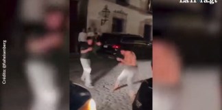 Una riña se reportó en la Antigua Guatemala por varios minutos, en la que no hubo intervención por parte de autoridades. Foto La Hora: RRSS
