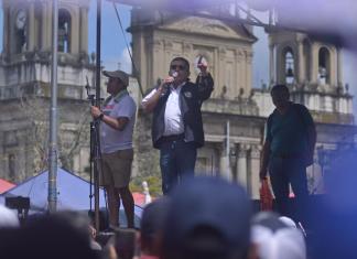 El Sindicato de Trabajadores de la Educación de Guatemala (STEG), liderado por Joviel Acevedo, fue sancionado con dos multas. Foto La Hora. Fabricio Alonzo