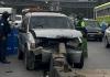 Fallece conductor al chocar contra separador en autovía Mixco-San Juan, zona 7. Foto La Hora: Daniel Ramírez.