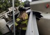 Camión vuelca en ruta a El Salvador y deja una persona fallecida . Foto La Hora: Bomberos Voluntarios.