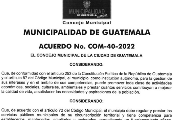 Reglamento del Servicio Municipal de Estacionamiento en la Vía Pública del Municipio de Guatemala