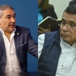 El diputado Luis Aguirre pide disculpas al ministro Miguel Ángel Díaz Bobadilla tras lanzar una llanta durante citación de la bancada CABAL.